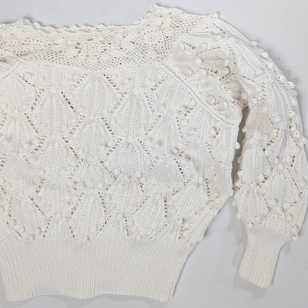 Elegant White Crochet Sweater - Picture 7 of 7